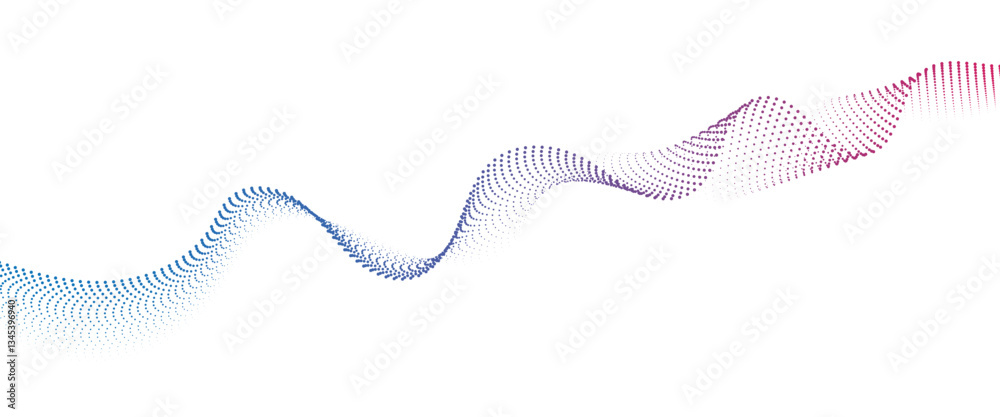 Flowing Dot Wave halftone gradient pattern on transparent background
