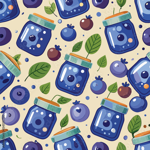 Seamless Pattern of Vibrant Blueberries with a Mouthwatering Jammy Texture