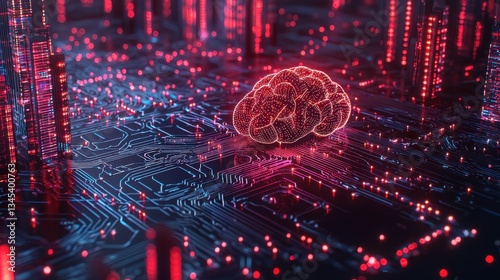 Brain superimposed on circuit board representing the intersection of technology and cognitive network design