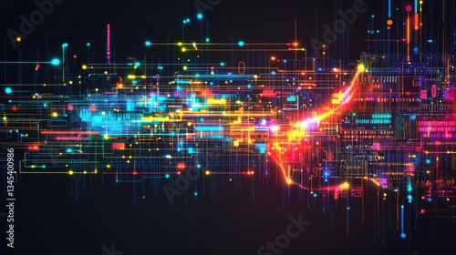 Colorful abstract background featuring vivid shapes and patterns for use in cognitive service management applications