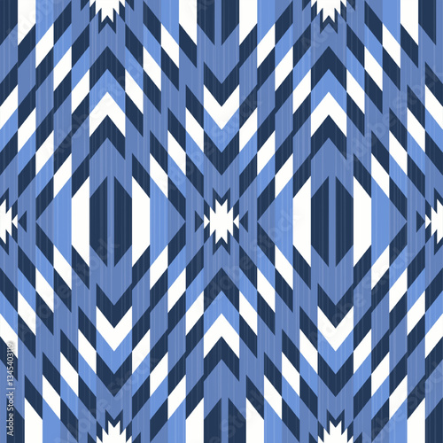Geometric Blue and White Chevron Pattern