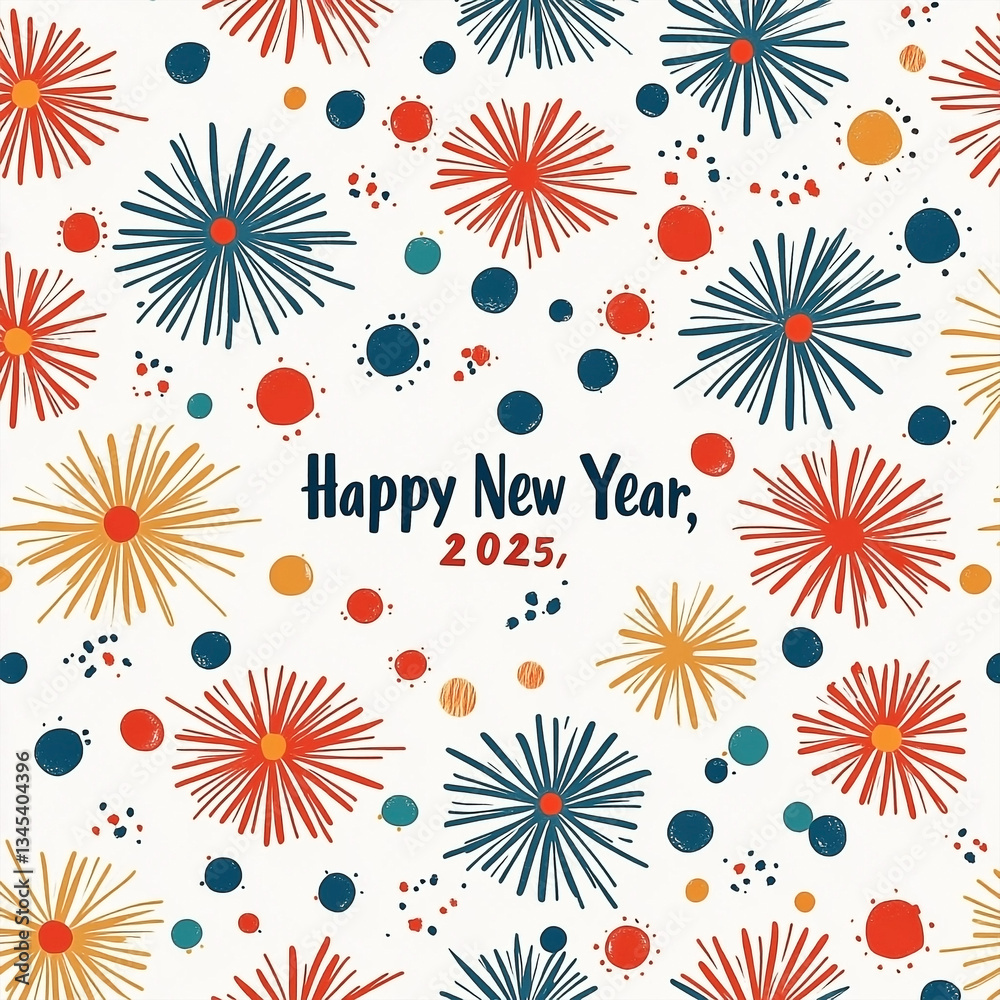 Festive Happy New Year 2025 Fireworks Celebration Pattern Design Festive Happy New Year 2025 Fireworks Celebration Pattern Design