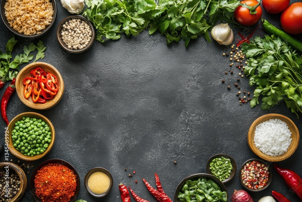 custom made wallpaper toronto digitalasian food background with various ingredients on rustic stone background