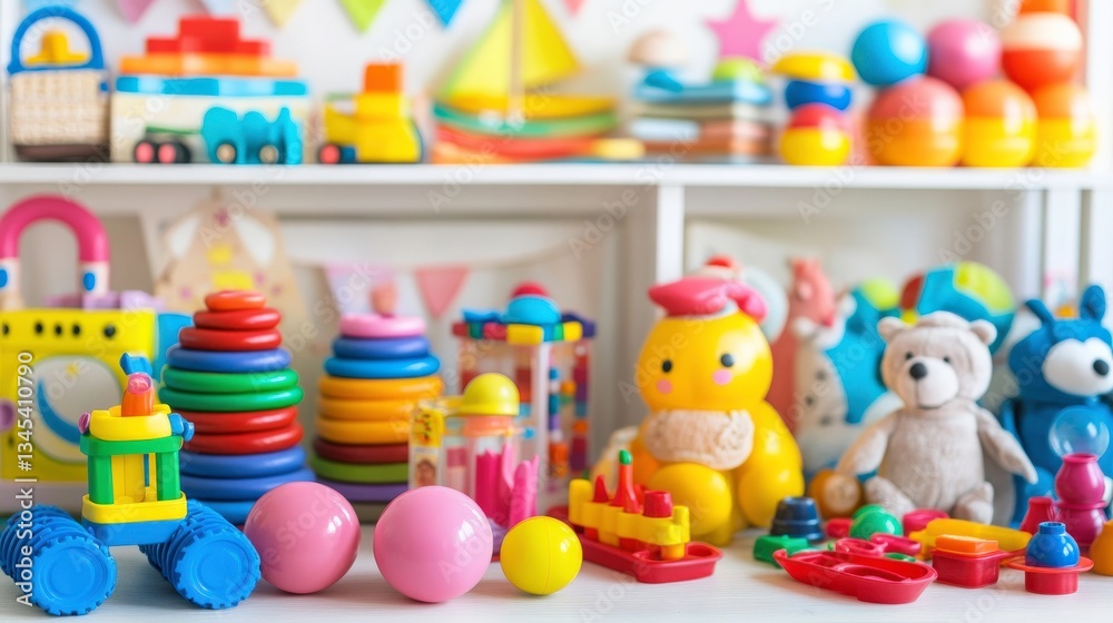 Colorful Playroom with Pastel Toys and Bright Walls Colorful Playroom with Pastel Toys and Bright Walls