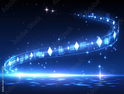 Glowing Blue Abstract Light Trail