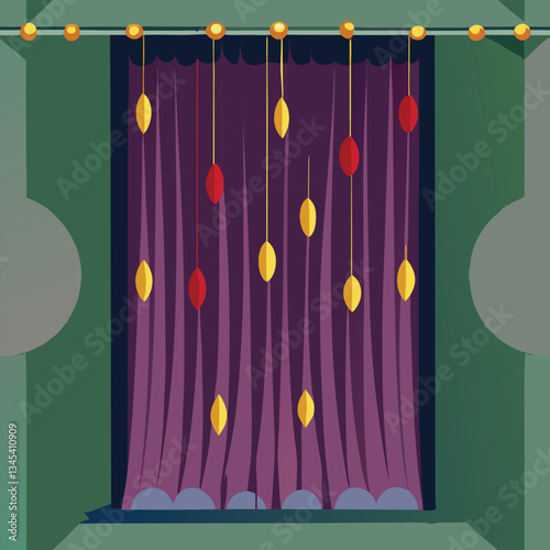 Captivating Curtain Adorned with Dazzling Lights