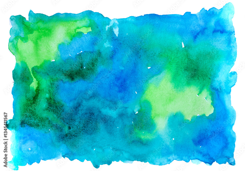 Obraz premium Blue and Green Hand Drawn Watercolor Background