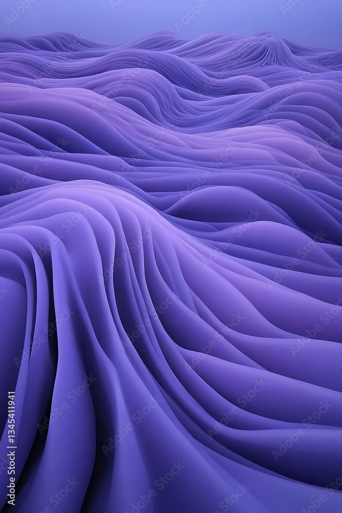 Fototapeta premium Abstract Purple Wave Landscape Digital Art