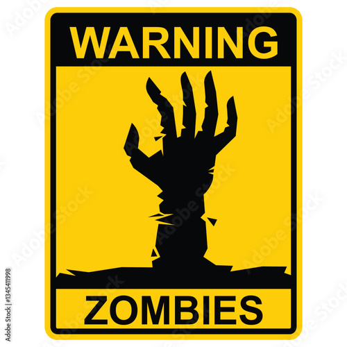 Warning, Zombie sign and sticker vector