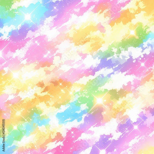 Pastel Rainbow Cloudscape Sparkle