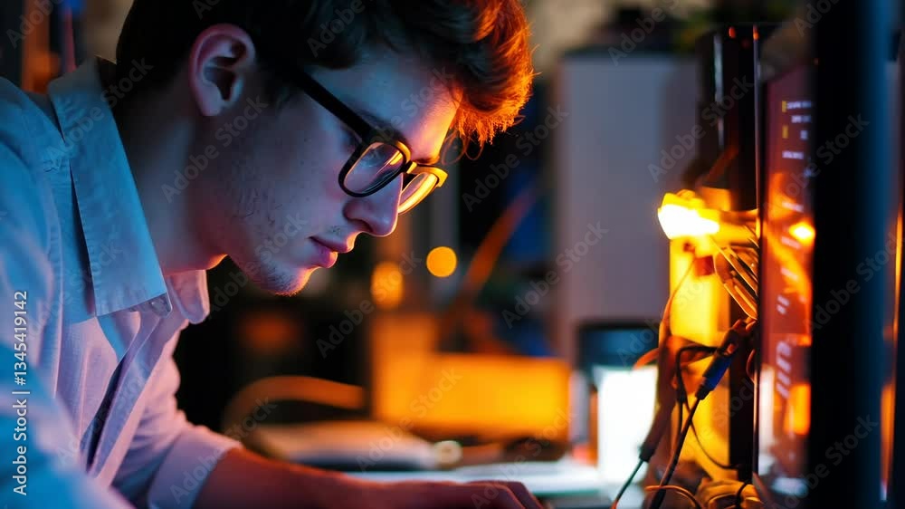 tester debugging code on a computer, vibrant and modern workspace, dynamic and focused process, professional expertise in software testing, engaging and technical