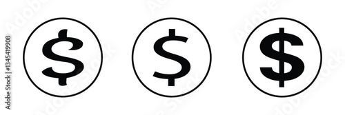 American dollar currency or dollar symbol flat icon for apps and websites on white background.