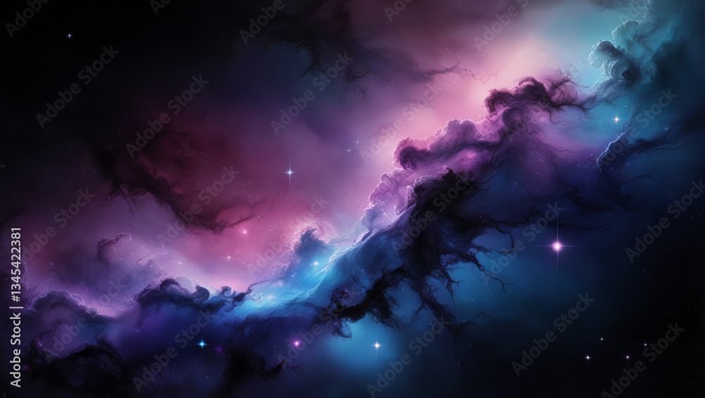 Naklejka premium night sky with stars and clouds