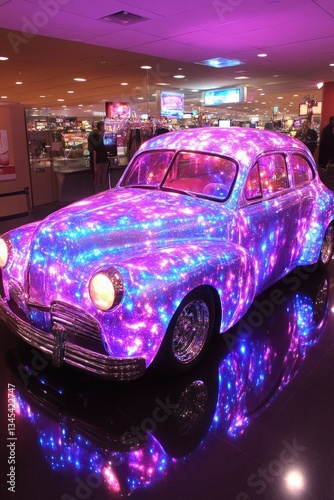 Custom car adorned with vibrant LED lights