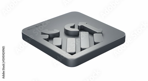 Metallic Square with Embossed Graph and Arrow Design Close-up View