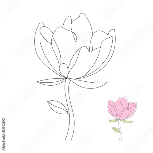 Tulip flower in minimal style line art design illustration