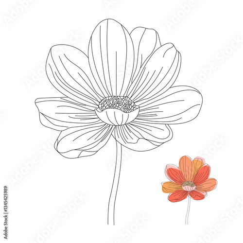 Daisy flower in minimal style line art design illustration