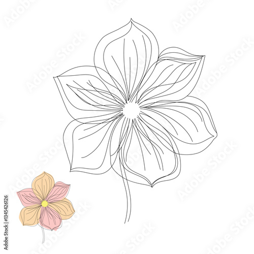 Flower Drawing Minimalist Line Art Mono line Illustration