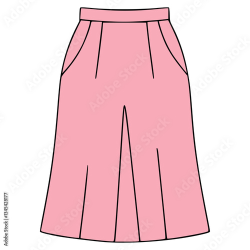 pink skirt fashion lifestyle dress flat color vector illustration template design