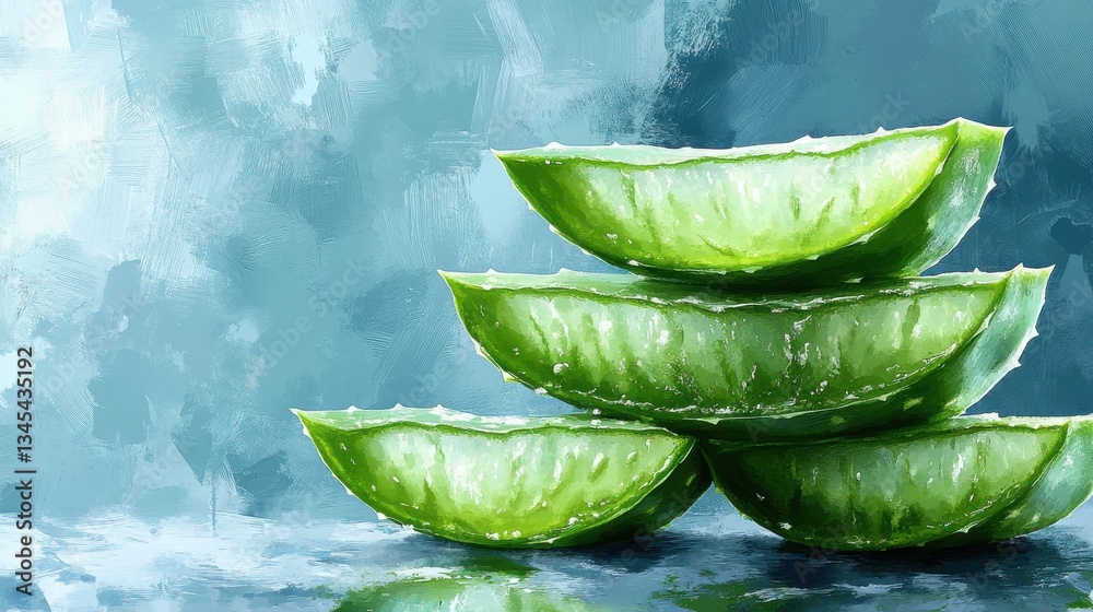 Obraz premium aloe vera sliced isolated,cartoon illustration style