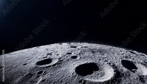 moon surface ground with craters against dark black space background
