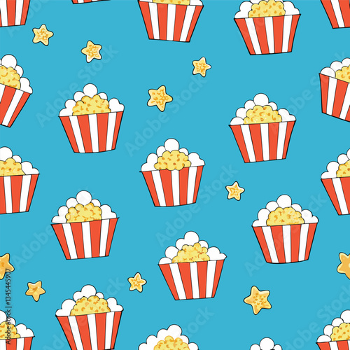 Seamless Pattern of Crunchy and Buttery Popcorn Kernels