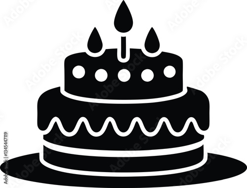 Birthday cake silhouette vector, birthday cake icon