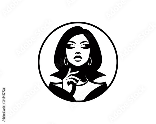 Beautiful Fashion girl vector icon illustration. Women's logo design concept for fashion, massage, magazines, cosmetics, and beauty salons.
