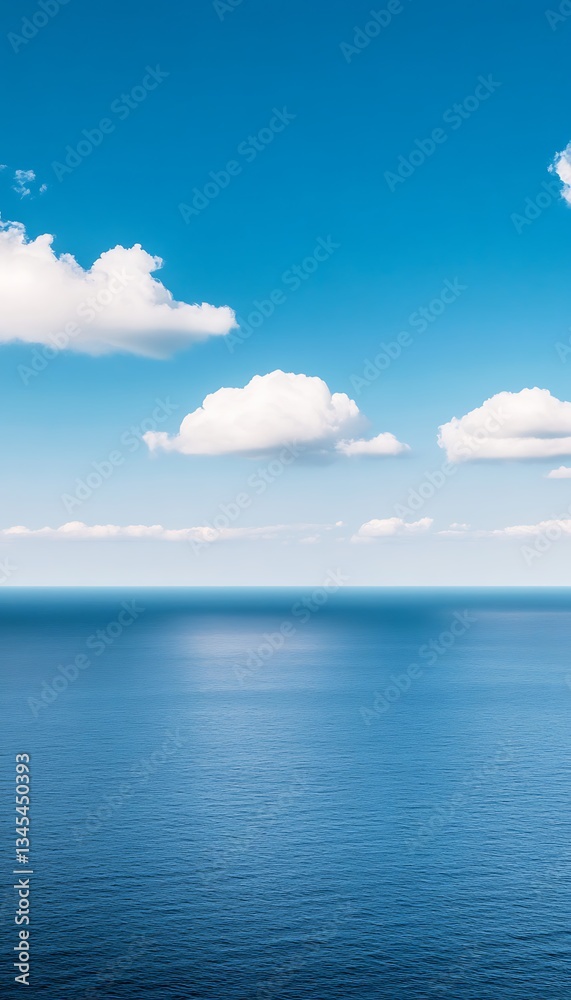 Obraz premium Serene Ocean Horizon Under Blue Sky with Clouds