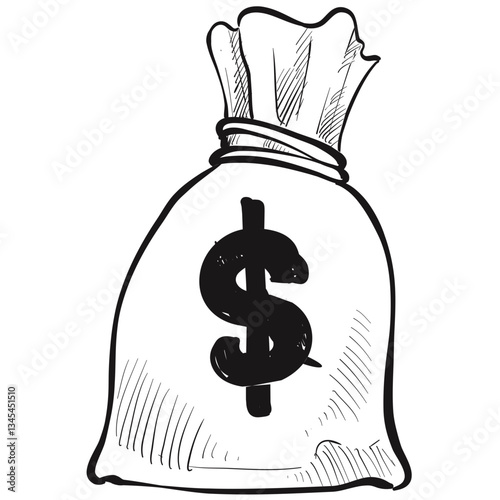 money bag handdrawn illustration