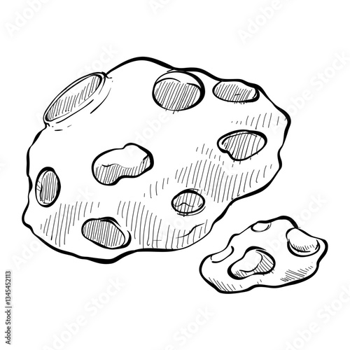 asteroid handdrawn illustration