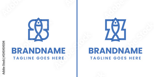 Letter S and Z Fish Logo Set, symbolizing adaptability, fluidity, and unity