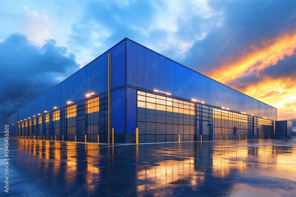 Stunning Blue Warehouse at Sunrise Stunning Blue Warehouse at Sunrise