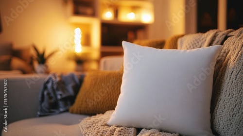 Cozy Living Room Decor: Pillows & Warm Lighting