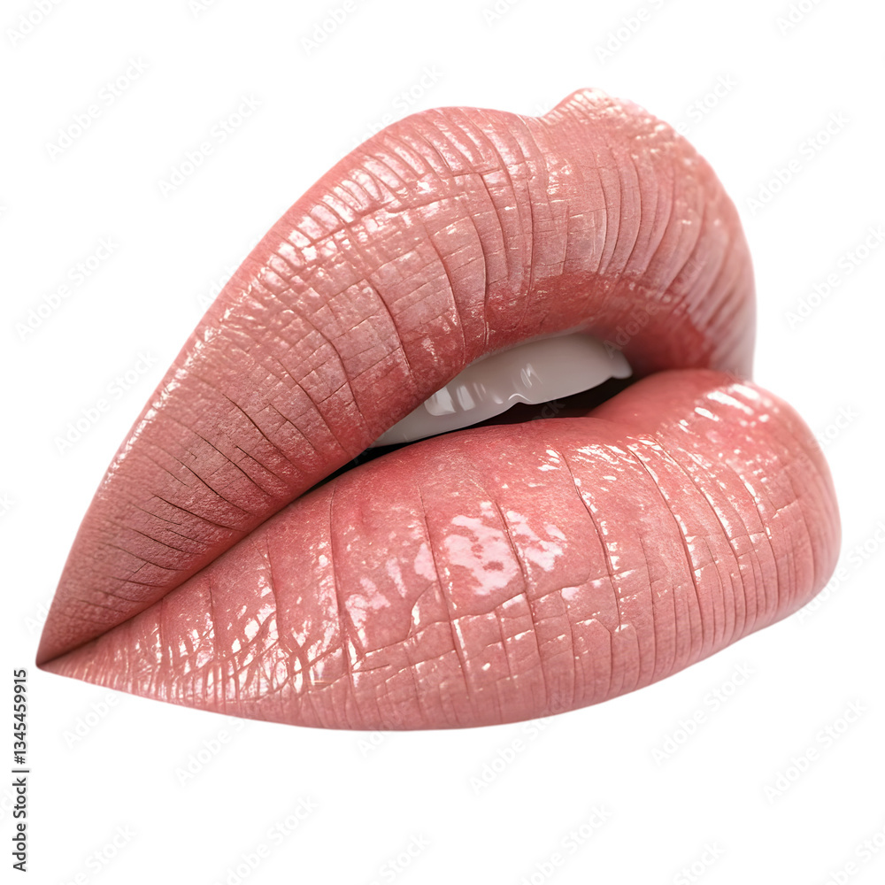 Fototapeta premium Glossy Lips: Makeup Stock Photo isolated on transparent background