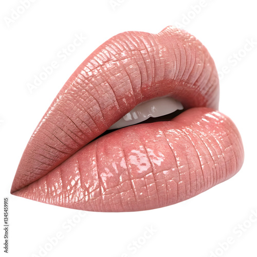 Glossy Lips: Makeup Stock Photo isolated on transparent background