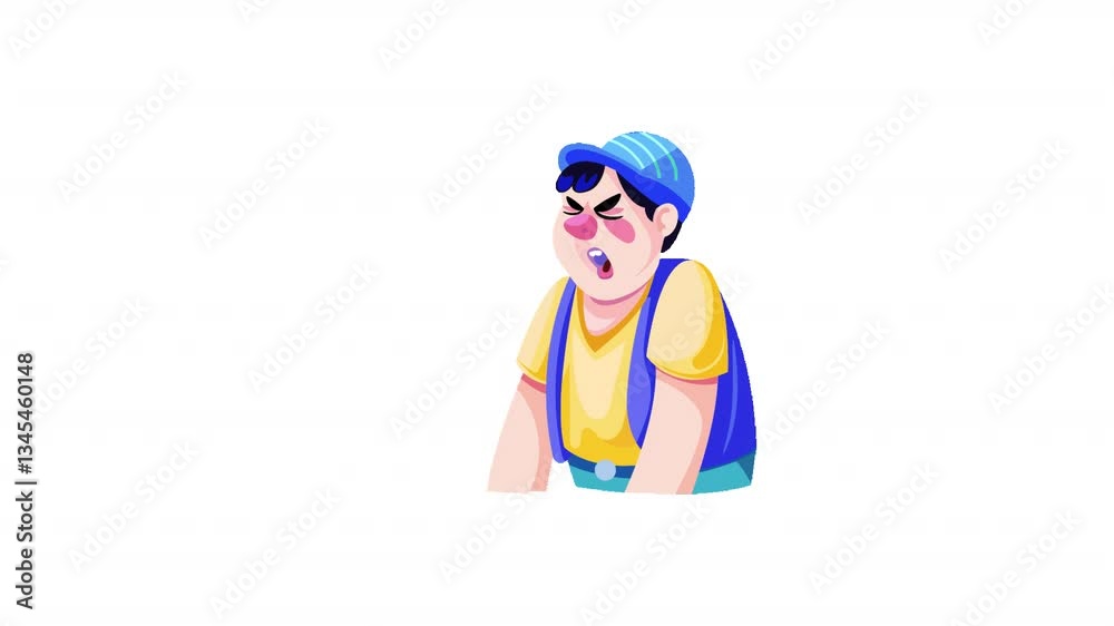Boy sneezing with funny face Animation Boy sneezing with funny face Animation