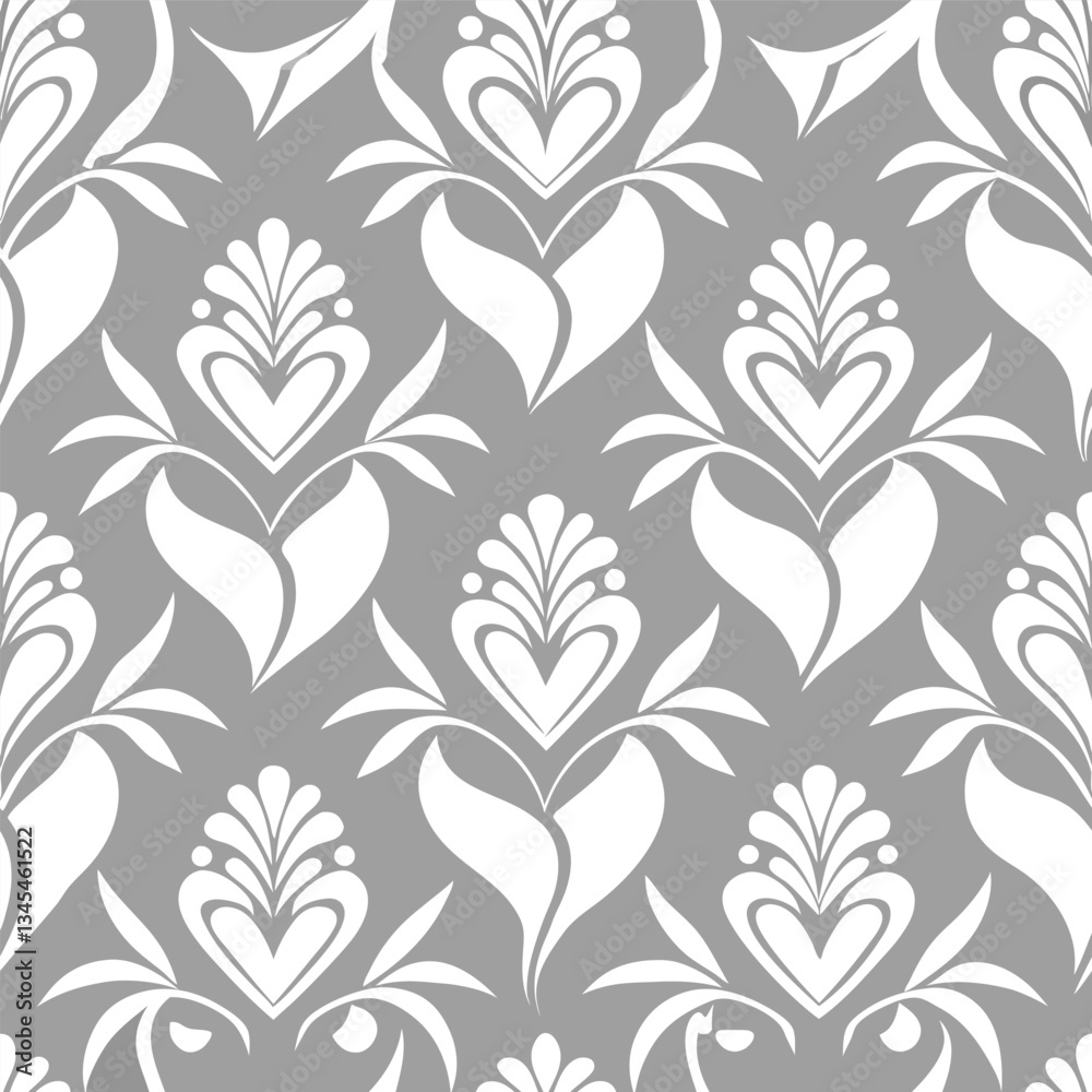 Elegant and Seamless White Wedding Background with Delicate Floral Patterns on a Gray Base Elegant and Seamless White Wedding Background with Delicate Floral Patterns on a Gray Base