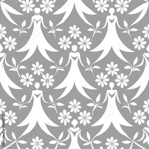 Seamless Gray and White Vector Background for Wedding Invitations and Ceremony Decor