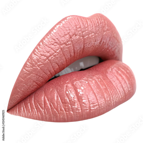 Glossy Lips Makeup Texture isolated on transparent background