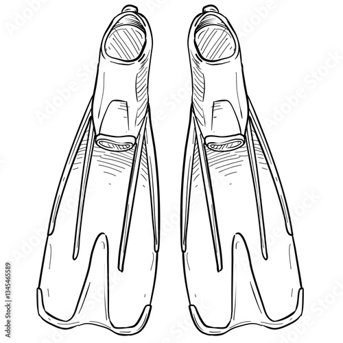 diving flippers handdrawn illustration