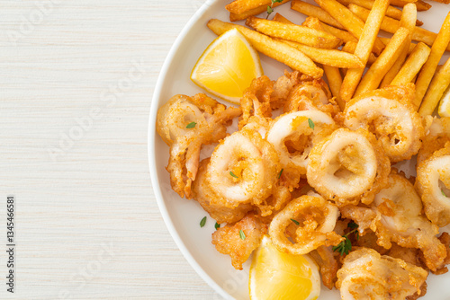 calamari - fried squid or octopus with fries