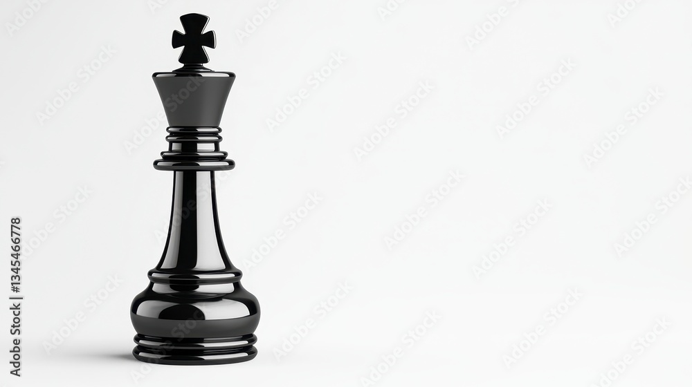 Fototapeta premium Black Chess King Piece on White Background