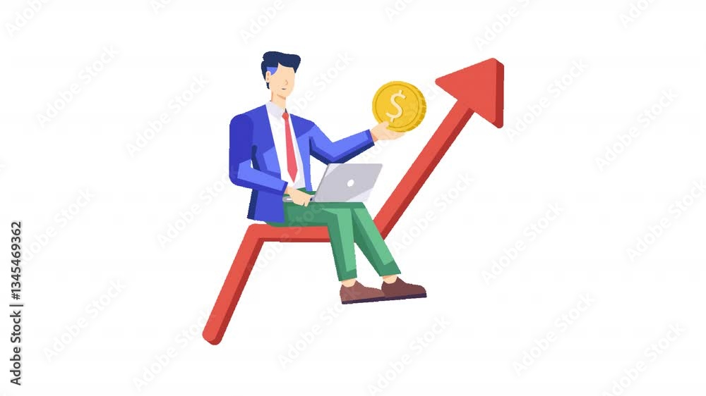 Businessman getting Investment Profit Animation Businessman getting Investment Profit Animation