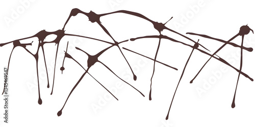 Abstract Background of Brown Splashes with Ink Stain Texture Isolated On Transparent Backdrop an Artistic Design with Water Color Paint and Splatter Effect