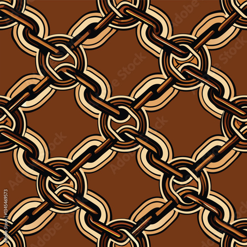 Realistic Set of Horizontal Steel Chains with Links and Shaders
