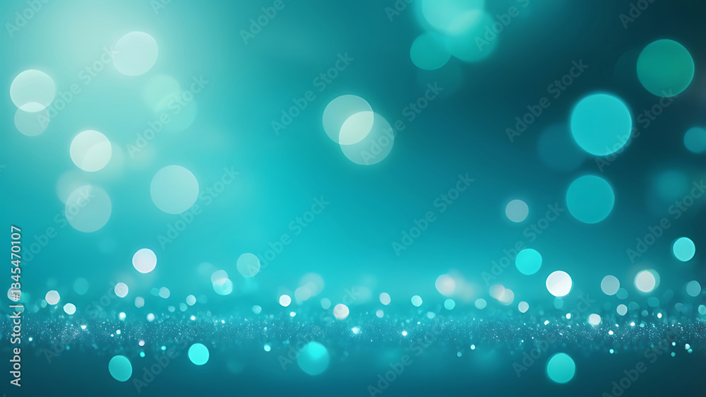 Teal Bokeh Light Background - Abstract Glowing Sparkles, Defocused Soft Light Effect Teal Bokeh Light Background - Abstract Glowing Sparkles, Defocused Soft Light Effect
