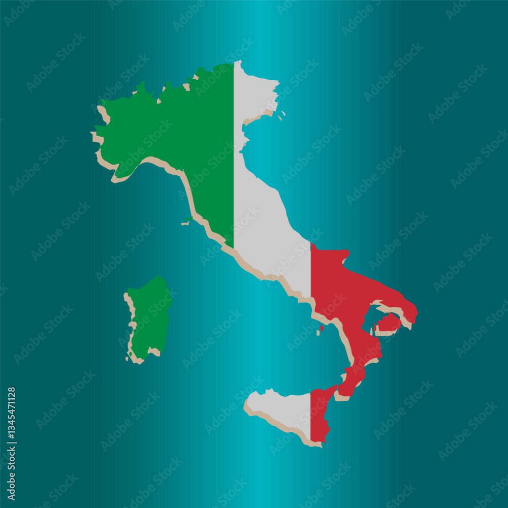 Obraz premium italy map flag vector design on blue gradient background
