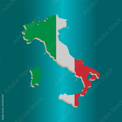 italy map flag vector design on blue gradient background