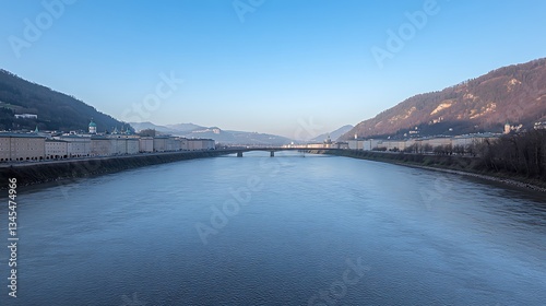 Wallpaper Mural Salzburg River Panorama: Cityscape for Bridge, Mountains. Torontodigital.ca